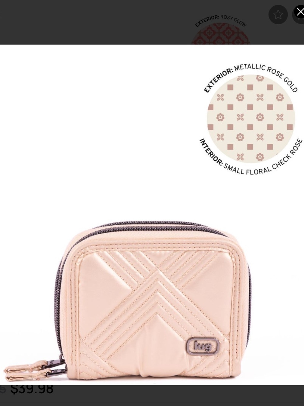 Lug Splits 2 Compact RFID Wallet. Metallic Rose Gold. NWOT